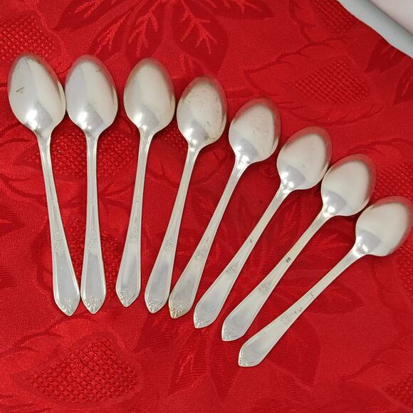 8X Tsp COTILLION Rogers Vintage Silverplate Flatware IS Teaspoons - Picture 9 of 13